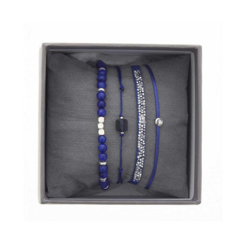 Bracelet Les Interchangeables A38642 - Bracelet Tissu Bleu Cristaux Swarovski Les Interchangeables Bleu Les Interchangeables Mode femme