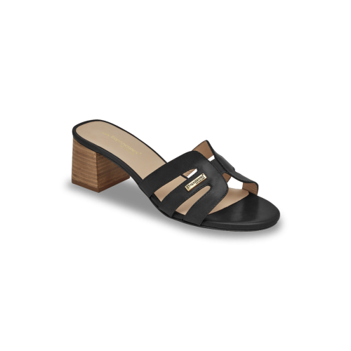 Les Tropéziennes par M.Belarbi - Mule à talon LIVIA noir en cuir - Tropézienne chaussure femme
