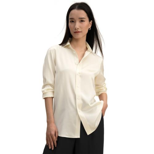 LilySilk - Chemise basique en soie sur mesure  Blanc - Promo Mode femme