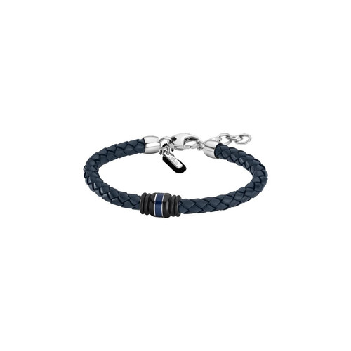 Bracelet Urban Man LS1814-2-1 - Bracelet Cuir Bleu Tressé Homme Acier Lotus Style Bijoux LES ESSENTIELS HOMME
