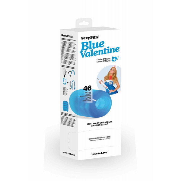 Mini-masturbateur SEXY PILLS BLUE VALENTINE - DISPLAY DE 6 - Bleu Love to Love Love to Love