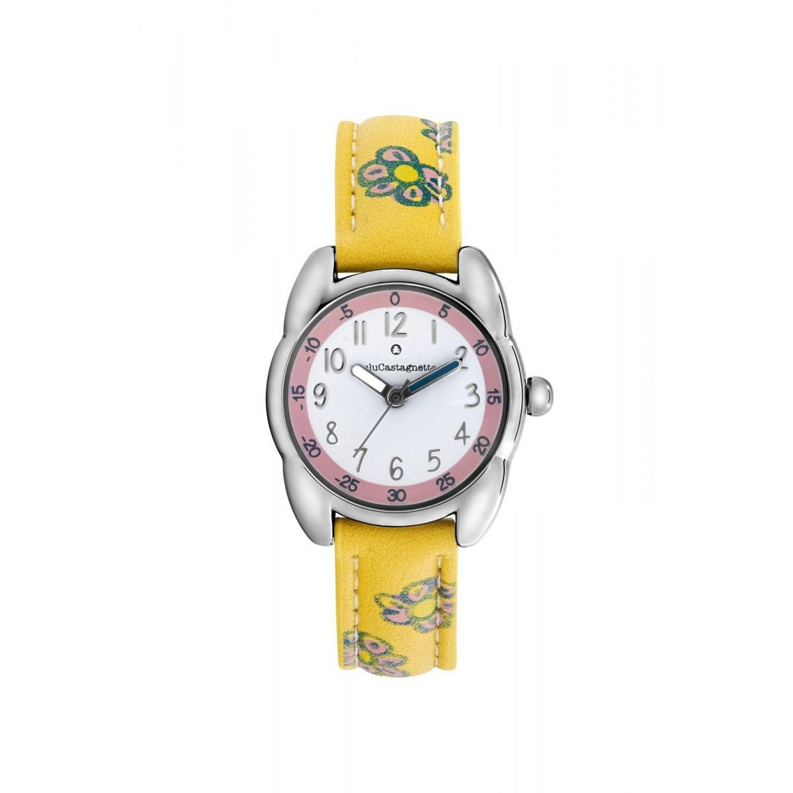 montre pour fille avec bracelet en cuir jaune