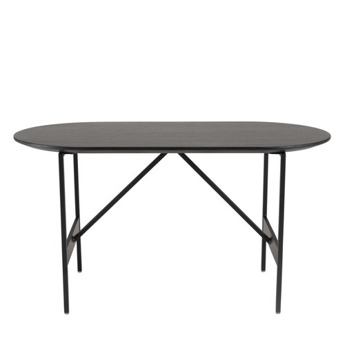 Macabane - Table basse ovale Noir 70x35cm piètement métal  - Sélection meuble & déco Industriel