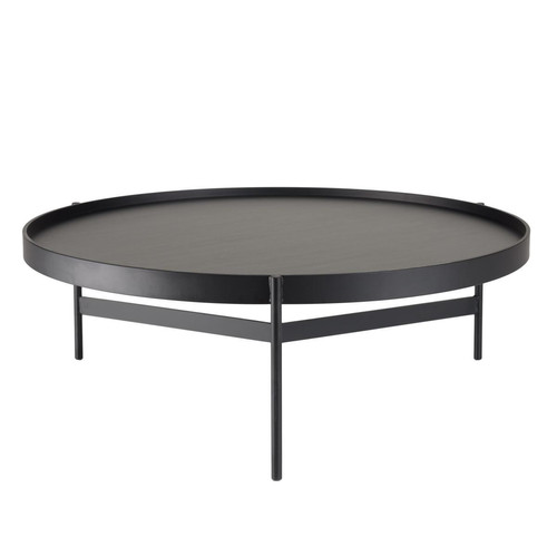 Table basse ronde Noir piètement métal D104 cm Noir MACABANE Meuble & Déco