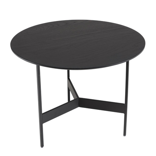 Macabane - Table basse ronde Noir 50x50cm piètement métal - Table d appoint noire