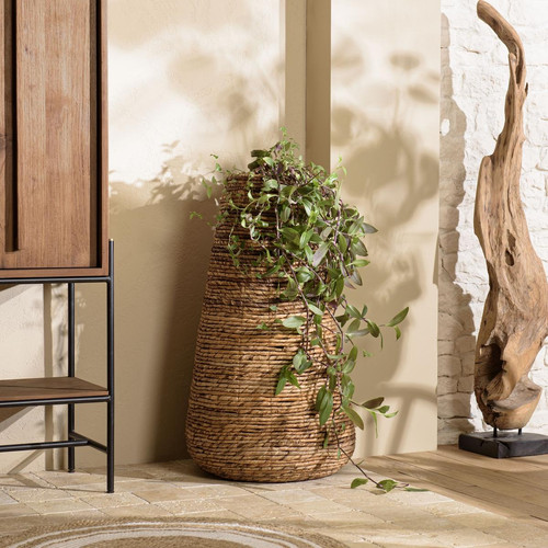 Macabane - Cache pot grand modèle en tissage d'abaca naturel ALIDA  - Vase Design