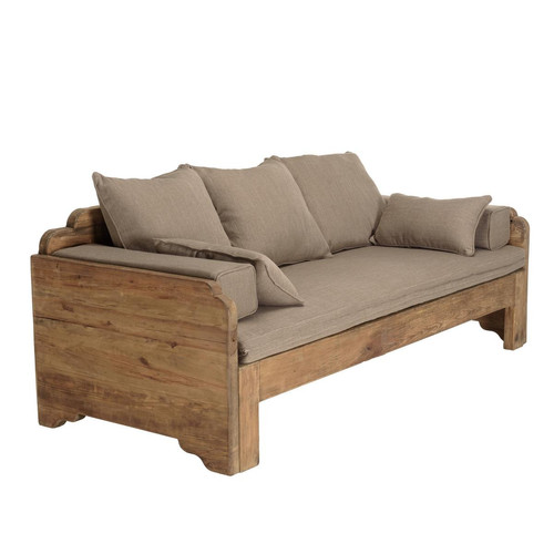 Canapé-lit bois Pin recyclé avec coussins  MACABANE