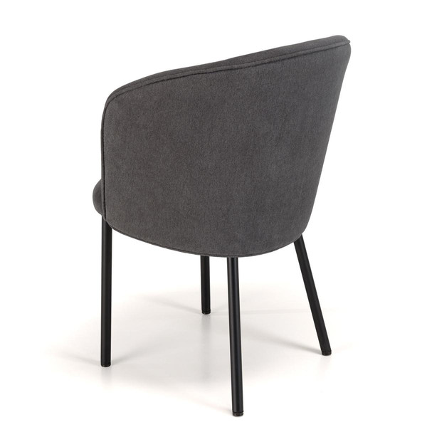 Chaise en velours gris anthracite pieds métal noir ALMA Chaise