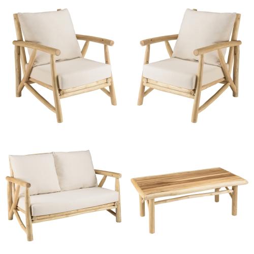 Macabane - Canapé fauteuils et table basse Blanc - Canapé Droit Design