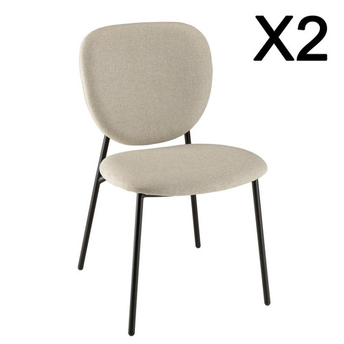 Macabane - Lot de 2 chaises tissu écru - Macabane meubles & déco
