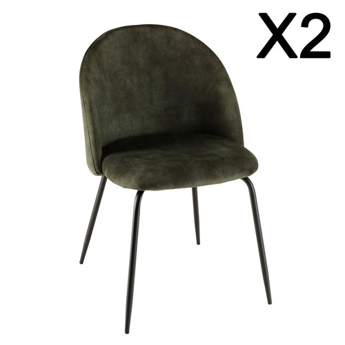 Macabane - Lot de 2 chaises velours vert sapin dossier arrondi  - Chaise Design