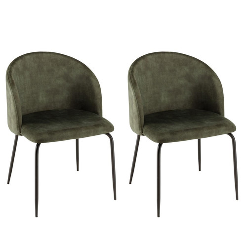Macabane - Lot de 2 chaises velours vert sapin  - Chaise Et Tabouret Et Banc Design