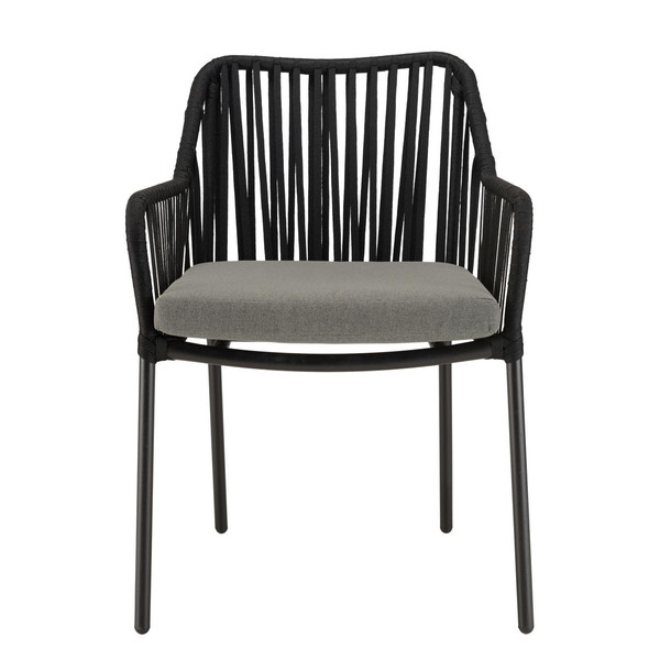 Lot de 2 fauteuils cordage noir coussin assise gris anthracite MALO MACABANE