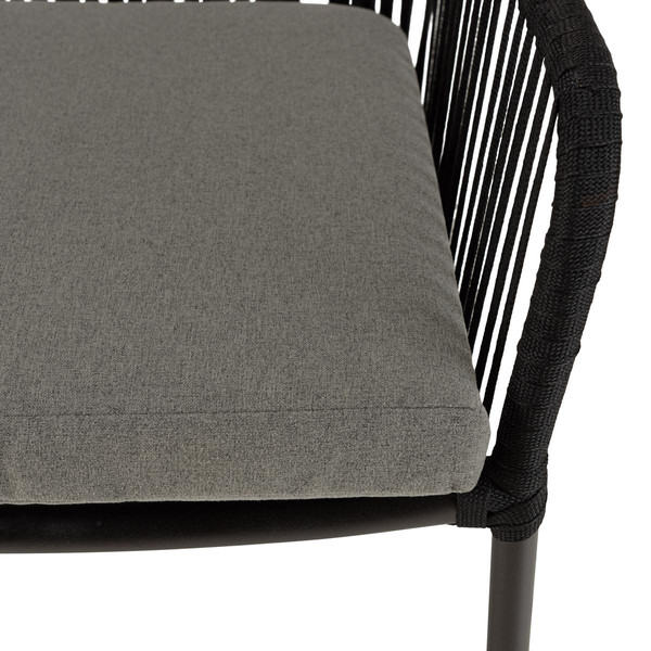 Lot de 2 fauteuils cordage noir coussin assise gris anthracite MALO Noir MACABANE Meuble & Déco