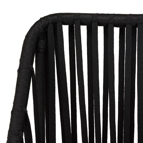 Lot de 2 fauteuils cordage noir coussin assise gris anthracite MALO Salon de jardin