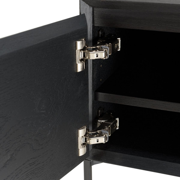 Meuble TV noir 1 porte 2 tiroirs pieds métal noir MAXENDRE Noir MACABANE Meuble & Déco