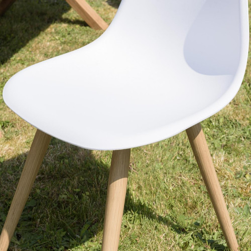 Salon de jardin 6 personnes table rectangulaire et 6 chaises blanches Multicolore MACABANE Meuble & Déco