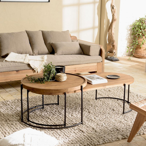 Macabane - Set de 2 tables basses ovale et ronde ALIDA  - Macabane meubles & déco