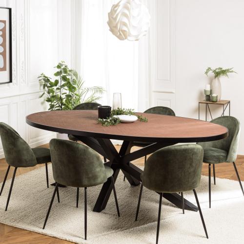 Macabane - Table à manger ovale couleur rouille et effet pierre BASILE  - Collection ethnique meuble deco