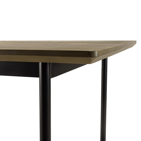 Table à manger rectang. marron foncé 200x100cm pieds métal noir ALMA Table salle à manger