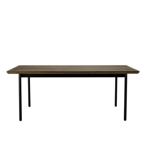 Macabane - Table à manger rectang. marron foncé 200x100cm pieds métal noir ALMA - Table Salle A Manger Design