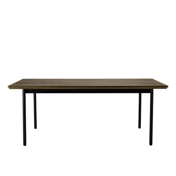 Table à manger rectang. marron foncé 200x100cm pieds métal noir ALMA Marron MACABANE Meuble & Déco