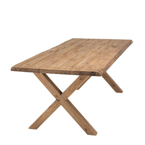 Table à manger rectangulaire bois Pin recyclé  Marron MACABANE Meuble & Déco