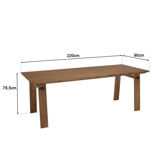 Table à manger rectangulaire 220x90cm en bois de teck recyclé  MACABANE