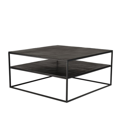 Table basse 80x80cm aluminium noir pieds métal JOHAN Table basse