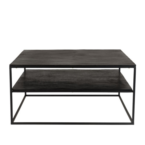 Macabane - Table basse 80x80cm aluminium noir pieds métal JOHAN - Table d appoint noire