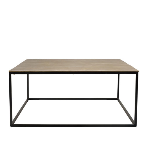 Macabane - Table basse carrée 90x90cm aluminium doré et noir pieds métal JOHAN - Sélection meuble & déco ethnique
