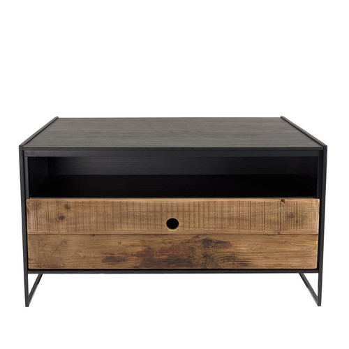 Macabane - Table basse noire en bois Pin recyclé et métal  - Table Basse Design