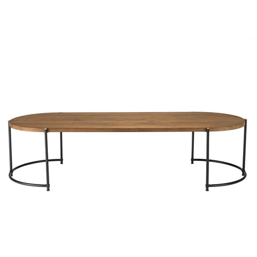 Table basse ovale 163x63cm plateau en bois de teck recyclé  MACABANE