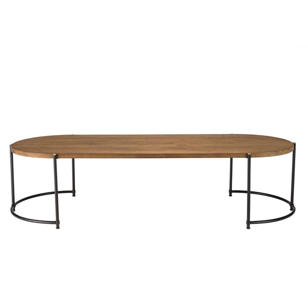 Table basse ovale 163x63cm plateau en bois de teck recyclé  MACABANE