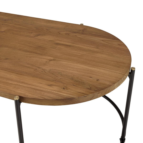 Table basse ovale 163x63cm plateau en bois de teck recyclé  Table basse