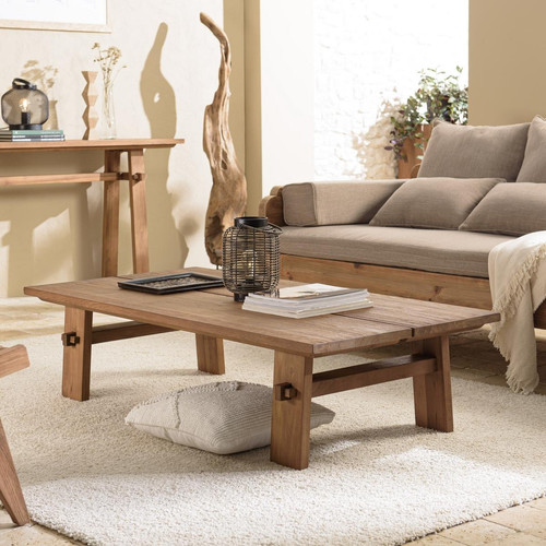 Macabane - Table basse rectangulaire 140x70cm en bois de teck recyclé  - Macabane meubles & déco