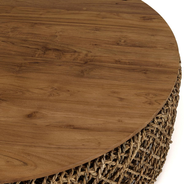 Table basse ronde 100x100cm en tissage de fibre de cocotier  Table basse