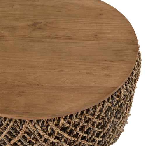 Table basse ronde 70x70cm en tissage de fibre de cocotier  Table basse