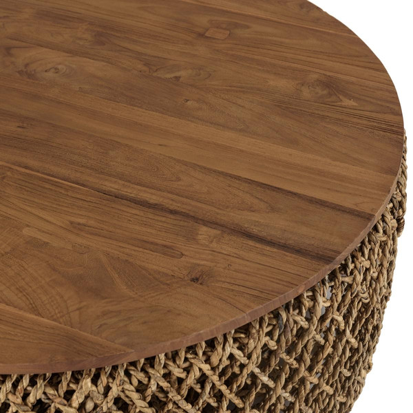 Table basse ronde 85x85cm en tissage de fibre de cocotier  Table basse