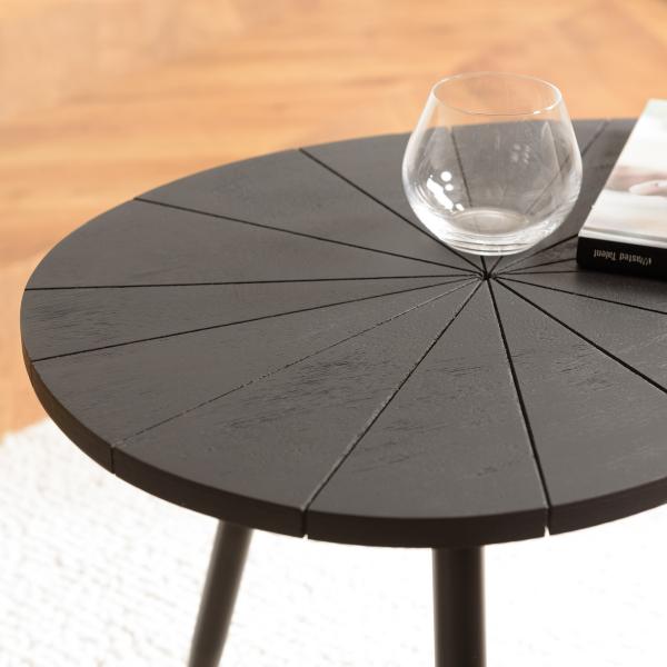 Table d’appoint ovoïde plateau texturé Noir mat et pieds Fer noir JAMES Table basse