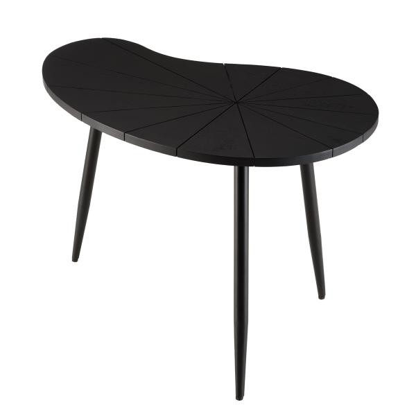 Table d’appoint ovoïde plateau texturé Noir mat et pieds Fer noir JAMES Noir MACABANE Meuble & Déco