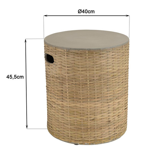 Table d'appoint ronde plateau en béton socle en bambou naturel HECTOR Gris MACABANE Meuble & Déco