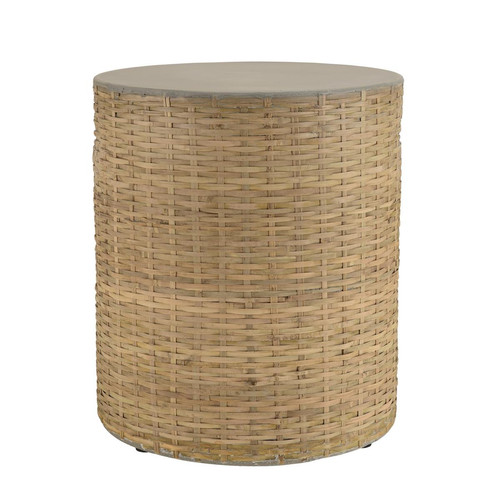 Table d'appoint ronde plateau en béton socle en bambou naturel HECTOR MACABANE