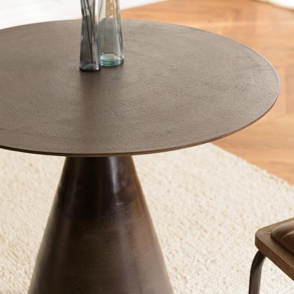 Table ronde en Aluminium couleur Laiton et pied conique JOHAN  Table basse