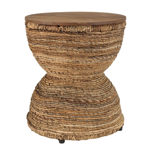 Tabouret ethnique en bois de teck recyclé MACABANE