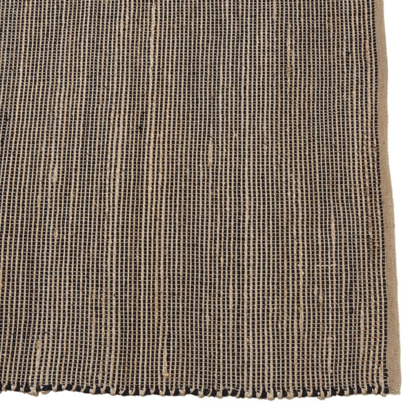 Tapis rectangulaire en jute et coton couleur sable et noir QUENTIN Macabane