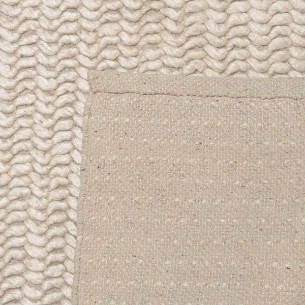 Tapis rectangulaire en laine tissée couleur beige QUENTIN Macabane
