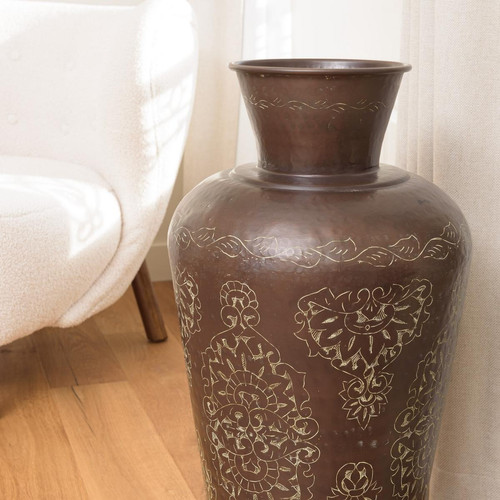 Vase alu couleur cuivre foncé patine antique HONORE D37 cm Vase