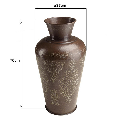 Vase alu couleur cuivre foncé patine antique HONORE D37 cm Marron MACABANE Meuble & Déco