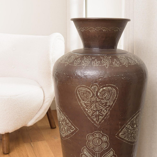 Vase alu couleur cuivre foncé patine antique HONORE D40 cm Vase